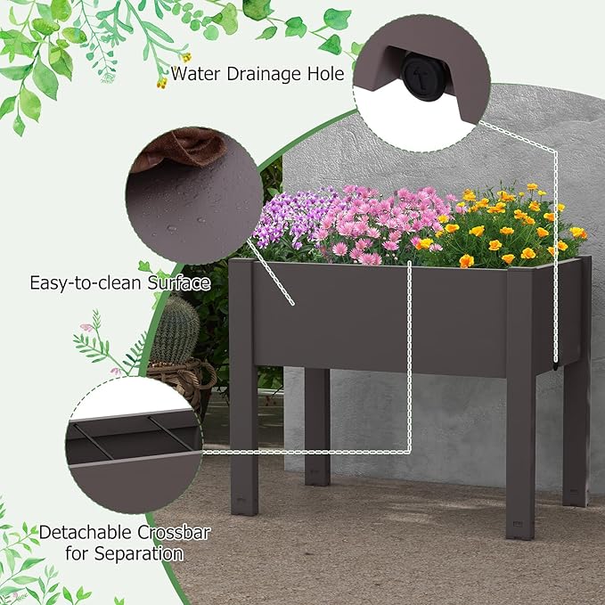 Raised Garden Bed Outdoor Elevated Planter Boxes with Legs &amp Water Level Indicator Garden Box Self-Watering Raised Beds for Gardening Balcony &amp Deck (Coffee)