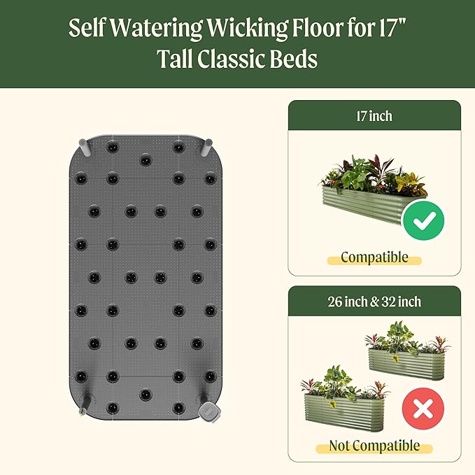 Vego garden 3.5' x 6.5' Self Watering Wicking Floor for 17 Tall 9 in 1 Classic &amp Novel Beds