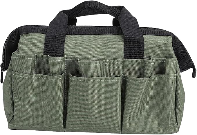 Fockety Gardening Tool Kit 5 Tines Rake and Dual Head Hoe Heavy Duty Garden Hand Tools Set with Storage Bag for Planting Weeding Digging Gifts for Women Men