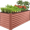 Best Choice Products 8x2x2ft Outdoor Metal Raised Garden Bed Rectangular Deep Root Planter Box for Vegetables Flowers Herbs and Succulents w/ 239 Gallon Capacity - Terracotta