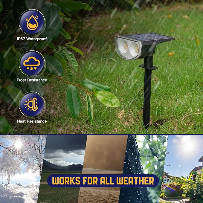 Kyosho Solar Outdoor Lights Waterproof IP67 38 LEDs Solar Spot Lights Outdoor 2-in-1 Landscape Spotlight with 3 Modes for Lawn Pathway Yard Pool 4 Pack