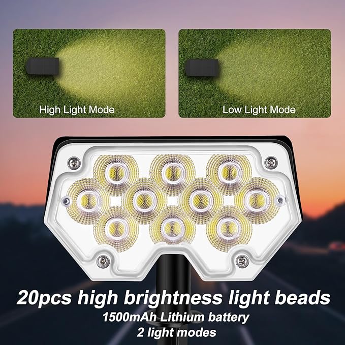 All-New Solar Spot Lights Outdoor Waterproof20 LEDs Solar Flag Light with 2 ModesLandscape Spotlights for Pathway Patio Garden Trees Pool(2 PackWarm Light)