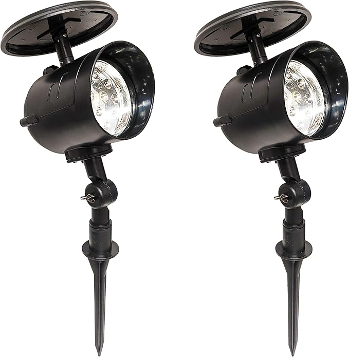 SciencePurchase 2 Pack Solar Powered LED Spot Lights - Automatic On at Dusk and Off at Sunrise Sturdy All-Weather Spotlights for Accent Lighting Safety &amp Security