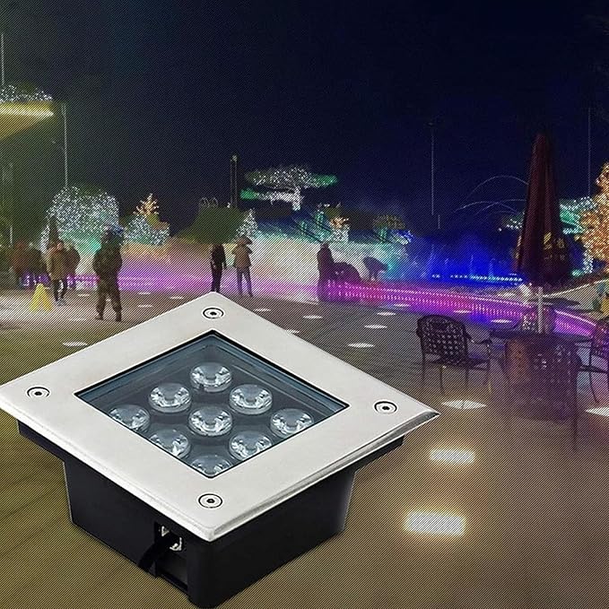 Outdoor Recessed Spotlight - AC85-265V Ground LED Land Scape Light Square IP67 Waterproof Buried Lights LED Spotlight Outdoor Floor Lamp Sidewalk Lighting Landscape(Yellow Light9W)