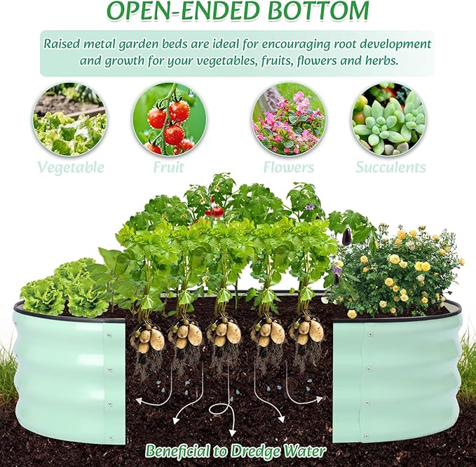Galvanized Raised Garden Bed Kits Outdoor Metal Raised Planter Bed for Vegetables Flowers Ground Planter Box-Olive Green 46.5 x 23.6 x 11.8 in