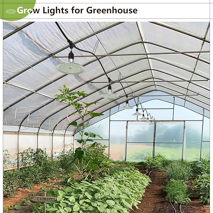 Espird Outdoor LED Grow Light 12-Light Full Spectrum Grow Light Strip Waterproof Plant Growing Lamps UL Certified String Grow Lights for Greenhouse Garden 41FT Outdoor Grow Light for Veg Seedling