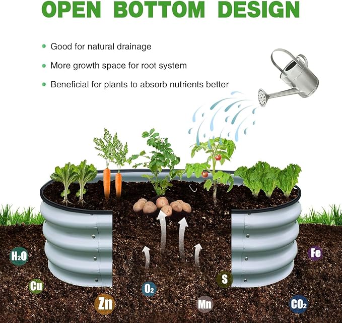 GrowHaus 4x2x1FT Galvanized Raised Garden Bed Planter Boxes Outdoor Metal Garden Beds for Planting Vegetables Flowers Herbs Silver