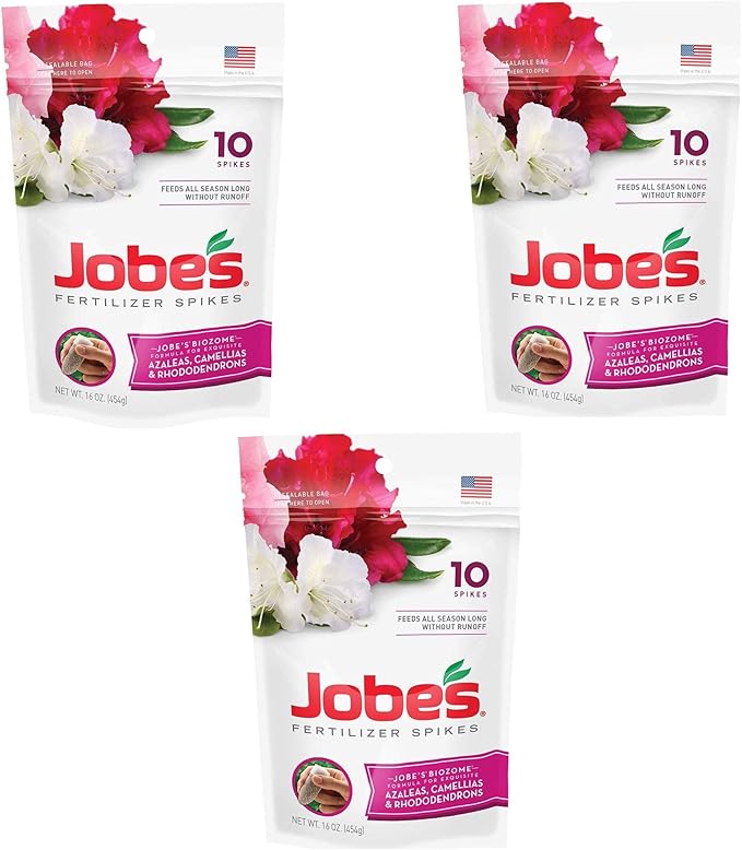 Jobe's 100046761 Azalea Camellia &amp Rhododendron Fertilizer Spikes 9-8-7 3 Pack (10 Spikes per Pack)