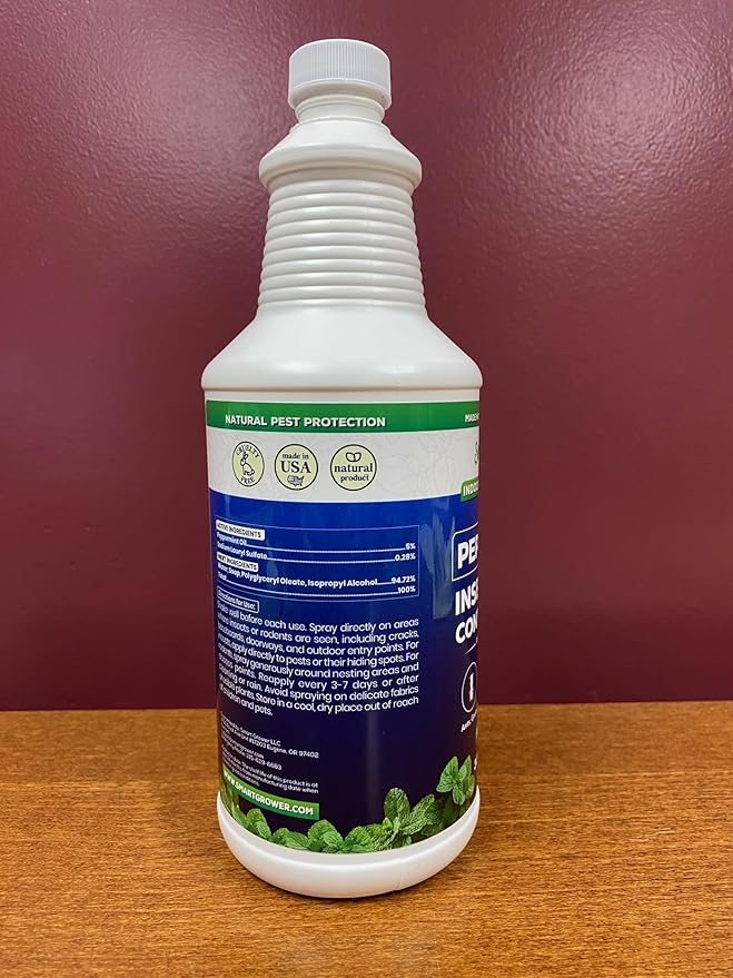 All Natural Peppermint Oil Insect &amp Pest Control Spray Repels Mice Spiders Ants for Home Indoor Outdoor Garden Maximum Strength Smart Grower Ready to Use 32 FL OZ