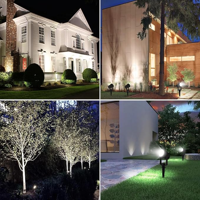 T-SUNUS Solar Spot Lights Outdoor IP65 Waterproof White 6000K Landscape Spotlights 9.8ft Cable Separate Panel Auto Dusk to Dawn Dimmable for Flag Yard Garden Patio Driveway Pathway Garage