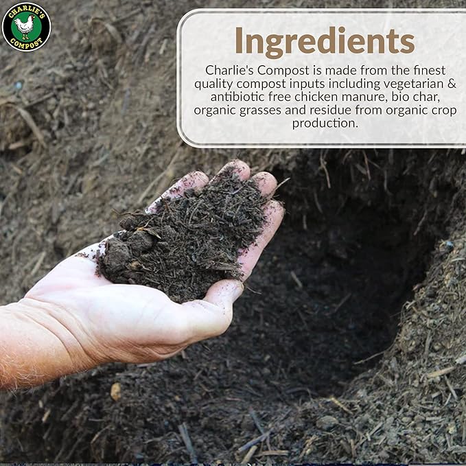 Charlie's Compost - Odor Free Organic Fertilizer for Home Gardens Raised Beds Containers Seed Starting Mix Natural Soil Amendment with Biochar 10lb