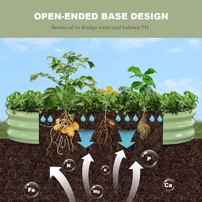Raised Garden Bed 6x3x1ft Galvanized Outdoor Planter Beds with Safety Edging and Gloves Oval Metal Planter Box for Gardening Vegetables Flowers Herb-Green