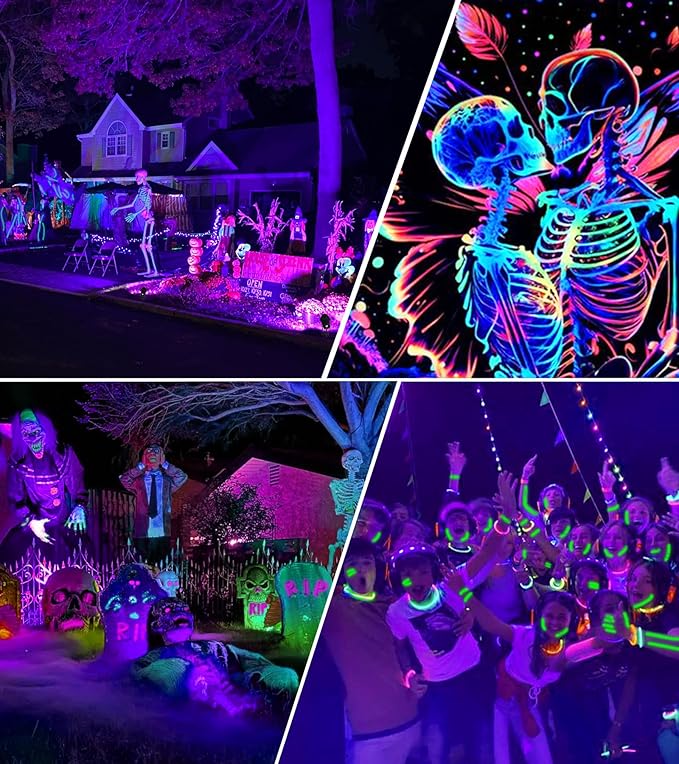 SUNVIE LED Black Light Outdoor Halloween Spotlight with Photocell Sensor 10W Outdoor Blacklight Waterproof 120V Purple Spotlight Outdoor Black Light Spotlight for Glow Party Fluorescent Poster 2 Pack