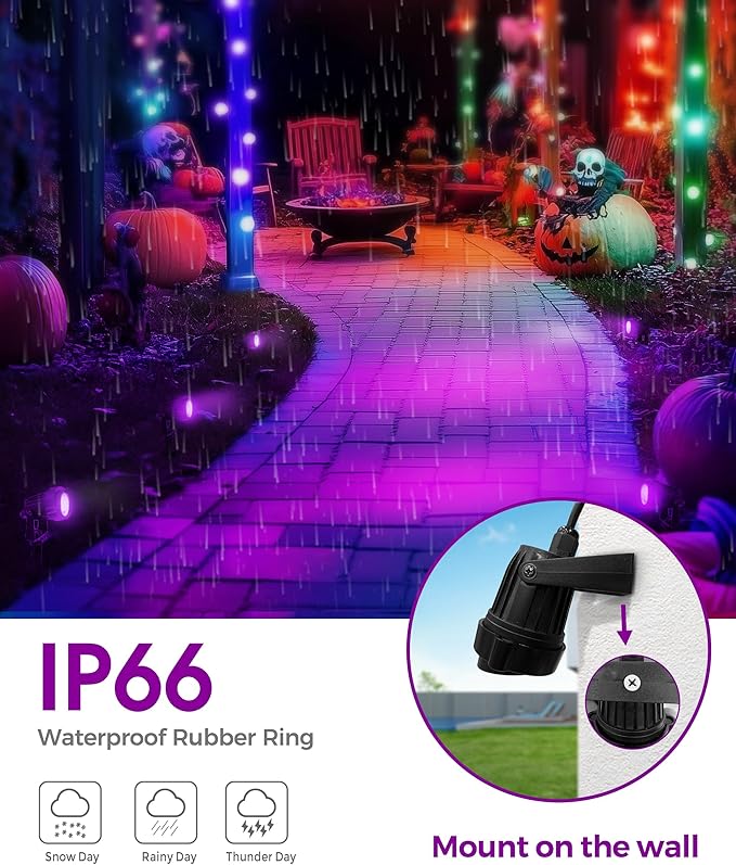 L LOHAS LED Halloween Spotlight Orange 1Pack + Purple 3Pack