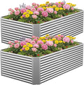 2 Pcs 6 x 3 x 1.5 FT Galvanized Steel Raised Garden Bed – Outdoor Planter Box for Root Vegetables Herbs &amp Flowers Large Metal Garden Beds for Backyards Terraces and Balconies