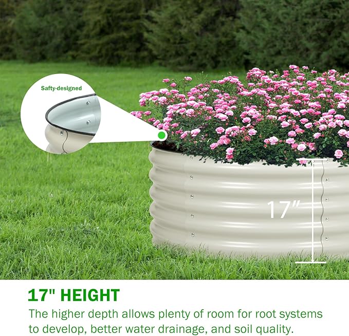 BPS Metal Raised Garden Bed 3.5FT Diameter Galvanized Planter Raised Garden Boxes for Flower Planters Vegetables Herb