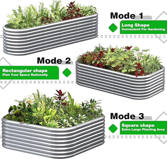 BTDVR 9x2x2ft Raised Garden Bed for Vegetables 9 in 1 Adjustable Outdoor Garden Raised Planter Box Raised Beds for Gardening Flower