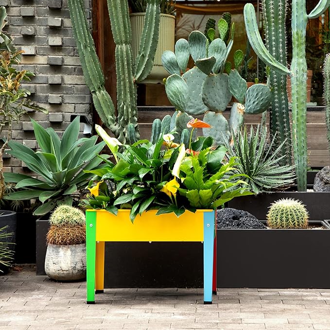 Metal Raised Garden BedRaised Planter Box with LegsHerbs and Vegetables Planter Suitable for Outdoor Patio Deck and Porch (Multi Color)