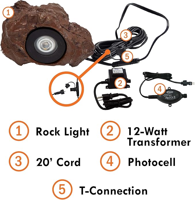 Ignite Landscape Lighting 1.5-Watt Rock Light Kit with 12-Watt Transformer for Landscape Lighting Ponds and Water Features - 1.5WRLKIT