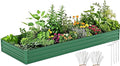 DWVO 12 x 4 x 1 FT Raised Garden Bed Kit Outdoor Galvanized Flower Bed with Safety Rubber and Gloves Large Metal Planter Box for Vegetables Flowers Herbs Fruits Green