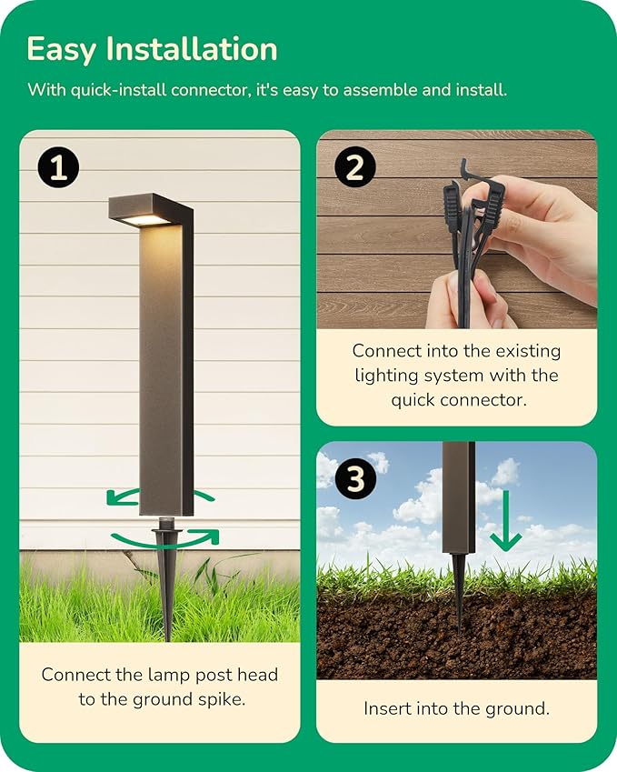EDISHINE 6 Pack Low Voltage Pathway Lights &amp 8 Pack Landscape Spotlights