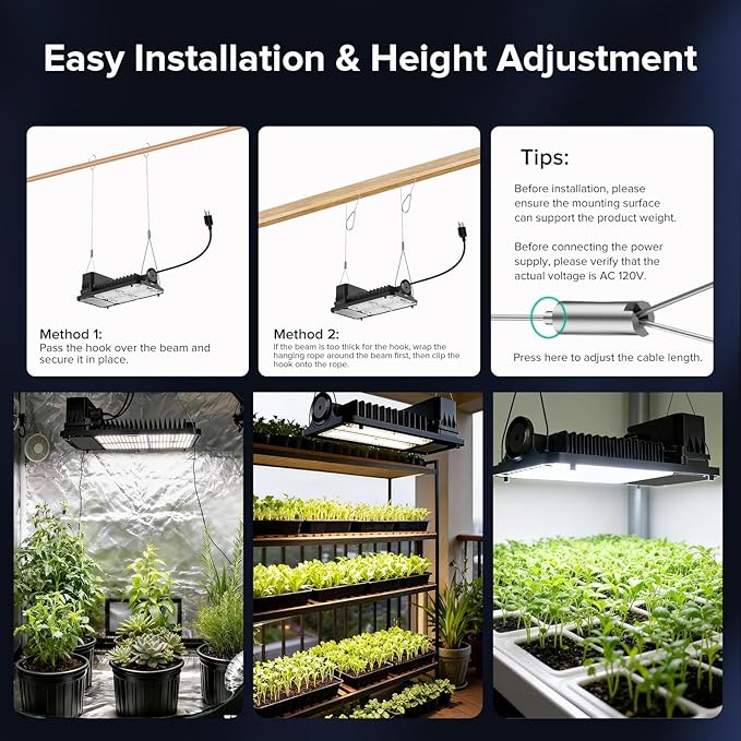 SANSI Grow Lights for Indoor Plants 100W Full Spectrum Plant Lights for Indoor Growing High PPFD IP65 Dimmable Grow Lights for Seed Starting in 3x3/2x2 Grow Tent Auto On/Off Timer Remote Control