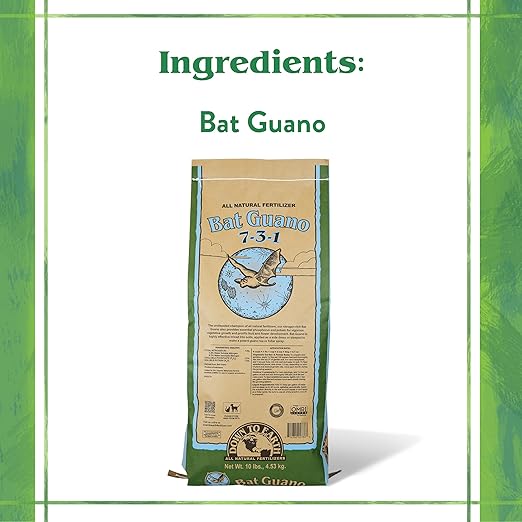 Down To Earth All Natural Fertilizers Organic Bat Guano - High Nitrogen Plant Food for Vegetative Growth 7-3-1 10 lb