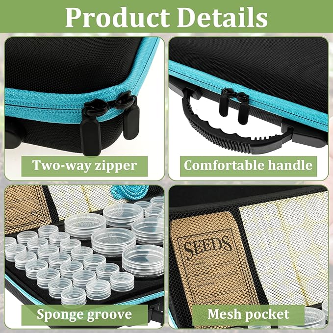 48 Slots Seed Storage Organizer Garden Seeds Saver Kit with 7 Seed Envelopes Label Sticker Funnel for Flower Plants Vegetable Seeds Saving