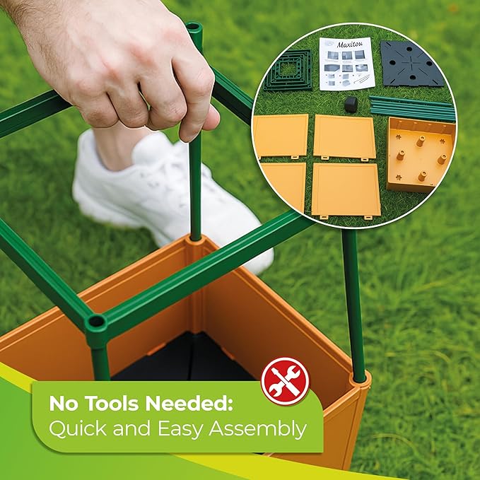 Bio Green Maxitom - 1.5 m Trellis for Climbing Plants - Plant Support for Climbing Plants Vines Vegetables Tomatoes - Garden Trellis - Planter Box with Trellis - 2 Pack Plant Towers - Terracotta
