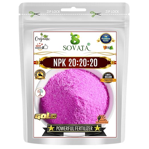 Sovata® NPK 20:20:20 Nitrogen Powder Potassium Phosphorus Powerful Organic Fertilizer for Overall Healthy Growth of Plants. (400 gm)