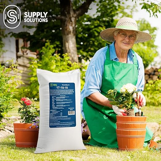 Supply Solutions | 17-18-18 HumiSync Plant Food Powder | Balanced NPK Fertilizer with Humic Acid for Lawn Garden Vegetables Flowers Trees &amp Shrubs - All Purpose Garden Fertilizer (40 Pounds)