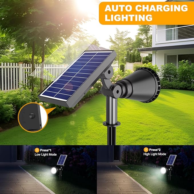 Solar Lights Outdoor Waterproof 36 LEDs Adjustable Solar Spot Lights Outdoor 2-in-1 Solar Powered Spotlight Landscape Lighting for Tree Garden Yard Pathway- 3 Pack (Cool White)