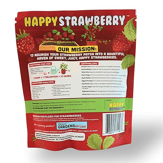 Happy Strawberry Fertilizer by Happy Nutrients Organic Premium Fertilizer for Strawberries &amp All Berries 12 oz (0.34 kg)