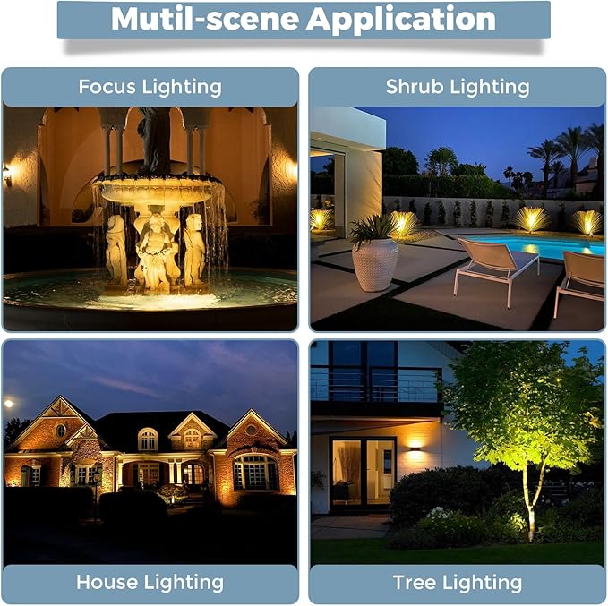 Gardencoin Solid Brass Outdoor Landscape Spotlights 12V LED Low Voltage Wired Waterproof Landscape Lighting Accent Lights for Yard Tree Wall Gold Up Lighting Fixture Without MR16 Bulb(2 Pack)