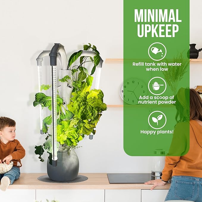 The Hydro Tower® Hydroponic Gardening Tower | Lights Included | Self Watering | Simple Setup | Easy Upkeep | Fast Growth