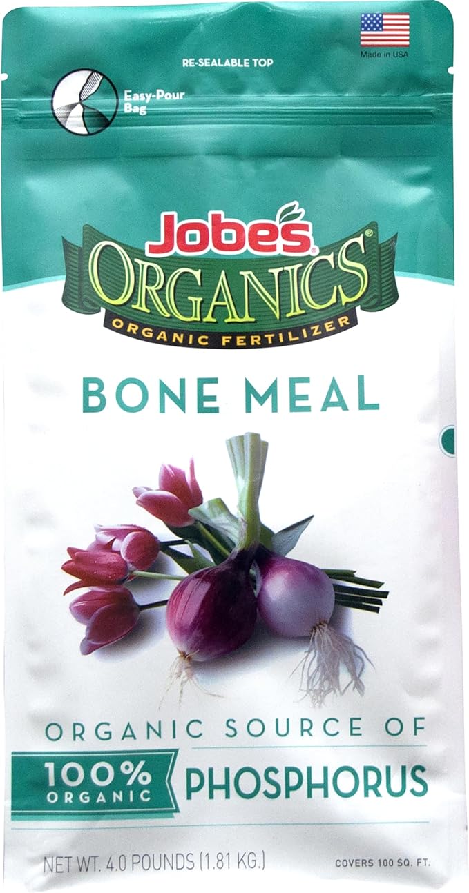 Jobe's Organics Granular Bone Meal Fertilizer Strong Root Development for Bulbs Tomatoes Roses and Other Flowering Plants 4 lbs Bag