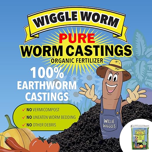 Fertilizer Combo Pack – 15lb Pure Worm Castings Fertilizer and Soil Amendment and 8oz Worm Casting Tea Concentrate for Indoor and Outdoor Gardening
