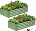 Galvanized Raised Garden Bed – 2 Pack 4x2x1 Ft Patented Leak-Proof Planter Box Outdoor Gardening Metal Raised Garden Beds Kits for Veggies Herbs &amp Flowers (Green)