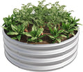 32.08 * 11.4 Tall Round Raised Garedn Bed Metal Raised Beds for Vegetables Outdoor Garden Raised Planter Box Backyard Patio Planter Raised Beds for Flowers Herbs Fruits (Silver)
