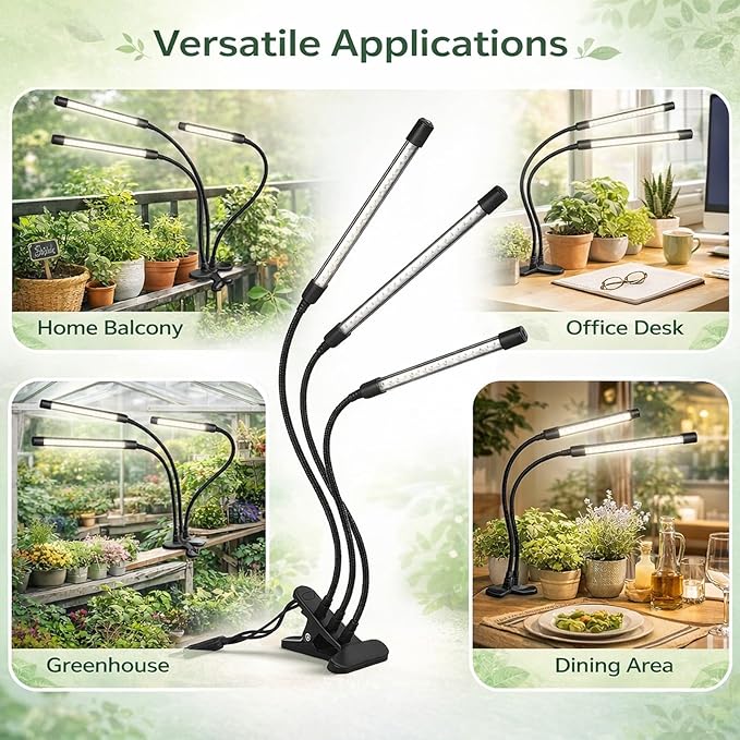 Indoor Plant Grow Light 5V USB Powered Adjustable Gooseneck with Timing Function - Energy Efficient LED Lights for Growing Plants in Greenhouses &amp Indoor Gardens
