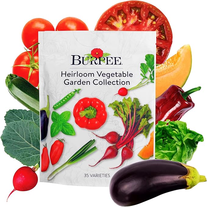 Burpee Heirloom Vegetable Seeds Variety Pack with 35 Varieties of Plant Seeds 30000+ Garden Seeds - Mixed Non-GMO Seeds with Select Varieties of Lettuce Beans Tomatoes Peppers Squash and More