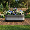 Raised Garden Bed 95x24x20in Raised Garden Beds Outdoor with Wheels 8ft Galvanized Raised Garden Bed with Water Reservoir Mobile Metal Planter Box Elevated Garden Bed Grey