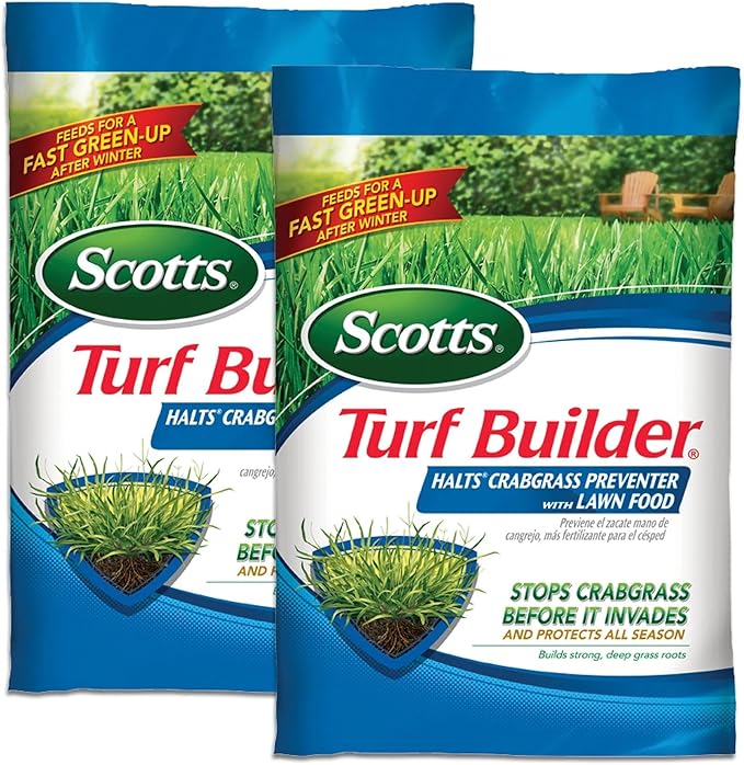 Scotts Turf Builder Halts Crabgrass Preventer with Lawn Food - Pre-Emergent Weed Killer Lawn Fertilizer 5000 sq. ft. 13.35 lbs. (2-Pack)