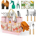 Garden Tool Set 10 PCS Gardening Essentials Stainless Steel Garden Hand Tools with Tote Bag Well-Designed Gardening Supplies Kit Gifts for Women Men Gardeners