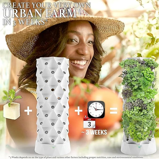 Hydroponic Kits Hydroponic Growing System Kit Indoor Growing System Vertical Grow Tower Herb Fruit &amp Vegetable Net Pot // 1pc Beginner Hydroponics System(6 Layers)