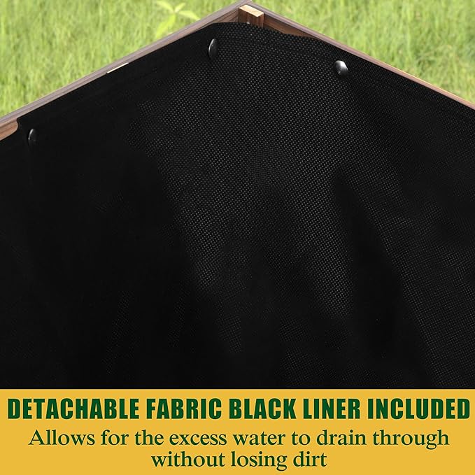 BlueWish Cedar Raised Garden Bed 28.5 H Planter Boxes Outdoor with Detachable Black Liner Drainage Holes Raised Beds for Gardening Vegetable Flower Rustic