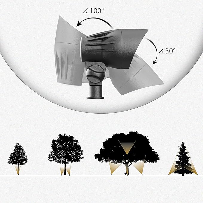 GOODSMANN Low Voltage Landscape Spotlights 5W LED 8PK Outdoor Floodlights 2700K Warm White Replaceable MR16 LED Outside Hardwired Lighting with Metal Stake Cable Connector Replaceable