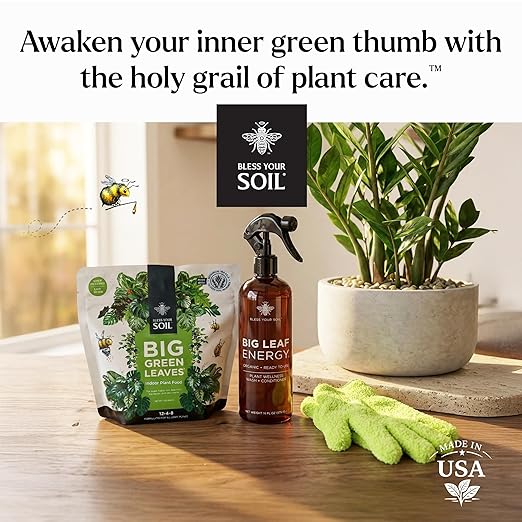Big Green Leaves Indoor Plant Food – 4X Concentrated Houseplant Fertilizer with Sea Kelp – Makes 90 Gallons – Fast-Acting Mineral Formula Made in USA (1 lb)