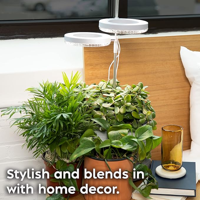 HALO Plant Light - 2 Adjustable LED Rings Warm White Spectrum - LED Grow Lights for Indoor Plants Seed Starting Seedlings Succulents Herbs &amp Vegetables - Plant Lights for Indoor Growing