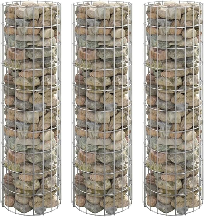 Gabion Raised Beds Circular Galvanized Steel Planters Ø30x100 cm for Garden Patio Border Planting
